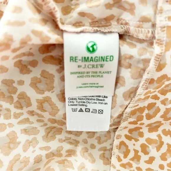 J. Crew Cottage Dress Pink Leopard Cotton Short Puff Sleeves Button Down Size S - Picture 4 of 8